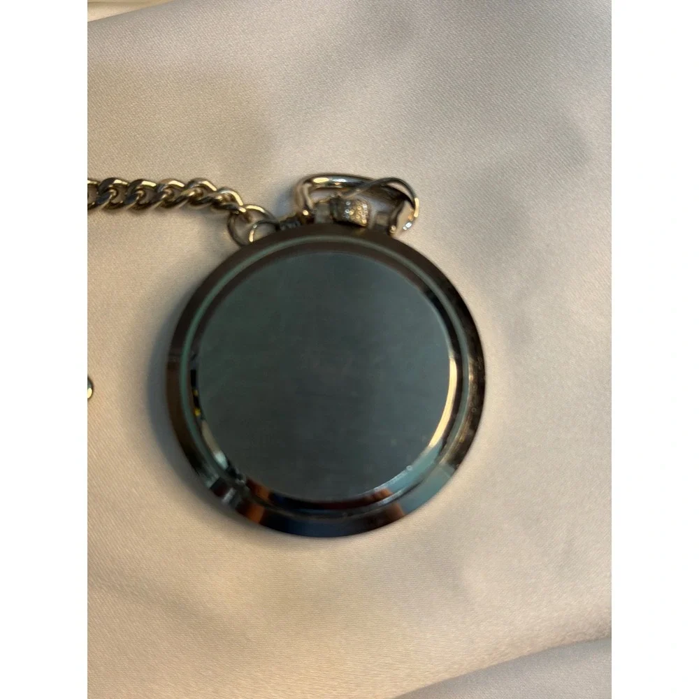 Popeye the Sailor Man Pocket Watch Silver Tone Chain Belt Clip Collectible Ticks